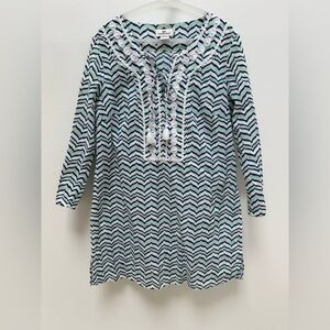Vineyard Vines Chevron Swim Cover Up Tunic with Tassels